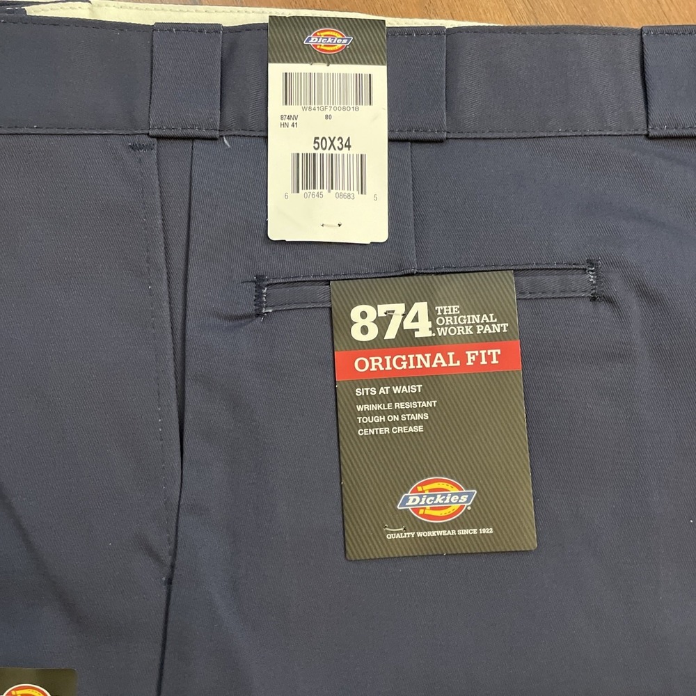 Dickies Men's NWT Original Fit 874 Navy Blue Work Pant 50x34 - Picture 5 of 7